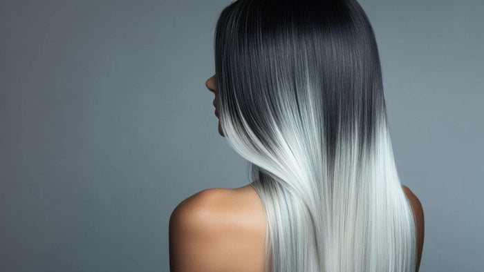 woman with sleek black hair ombre