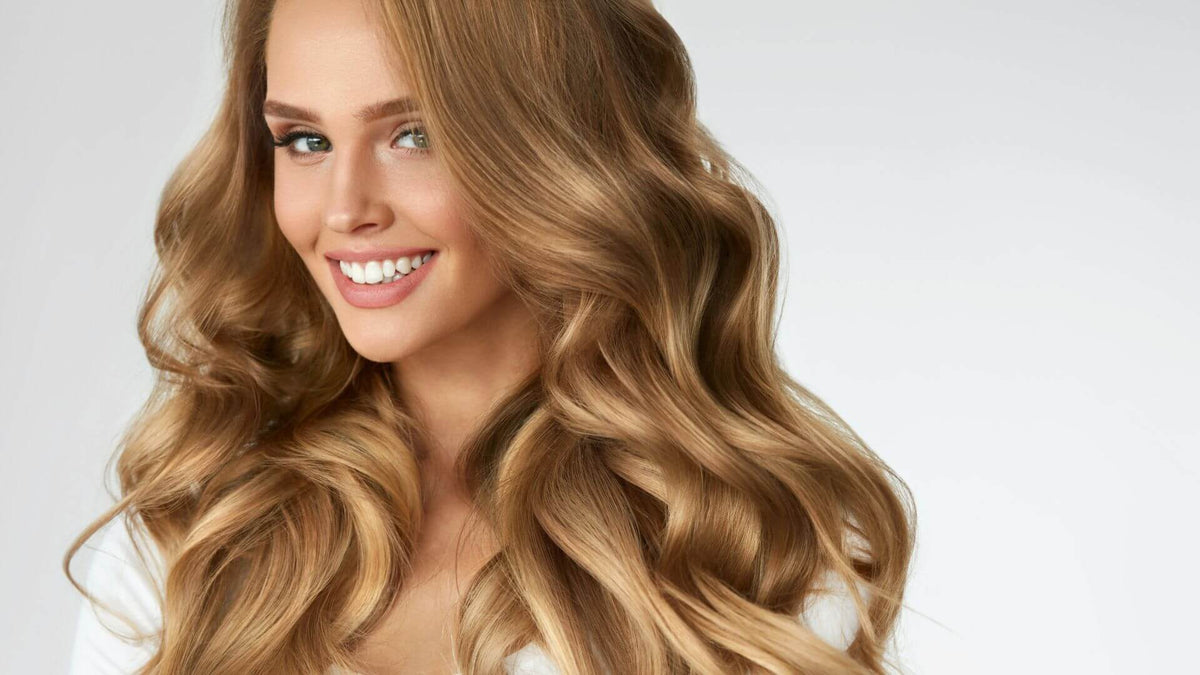 woman with wavy blonde brunette hair