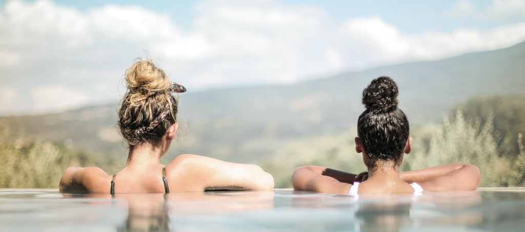 woman hair in pool