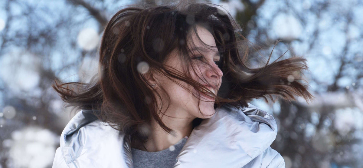 brunette hair in snow