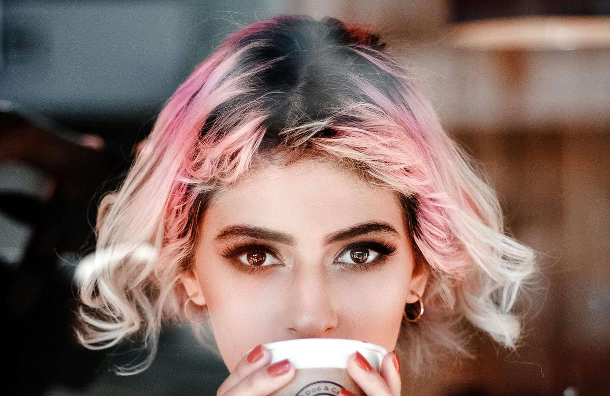 woman with short pink hair