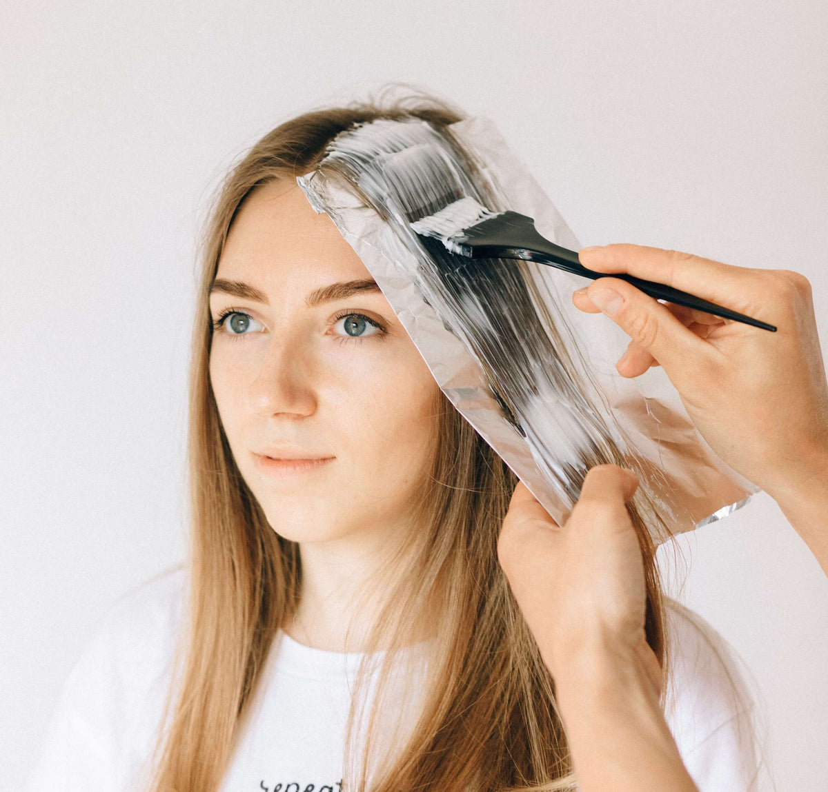 woman with hair dye