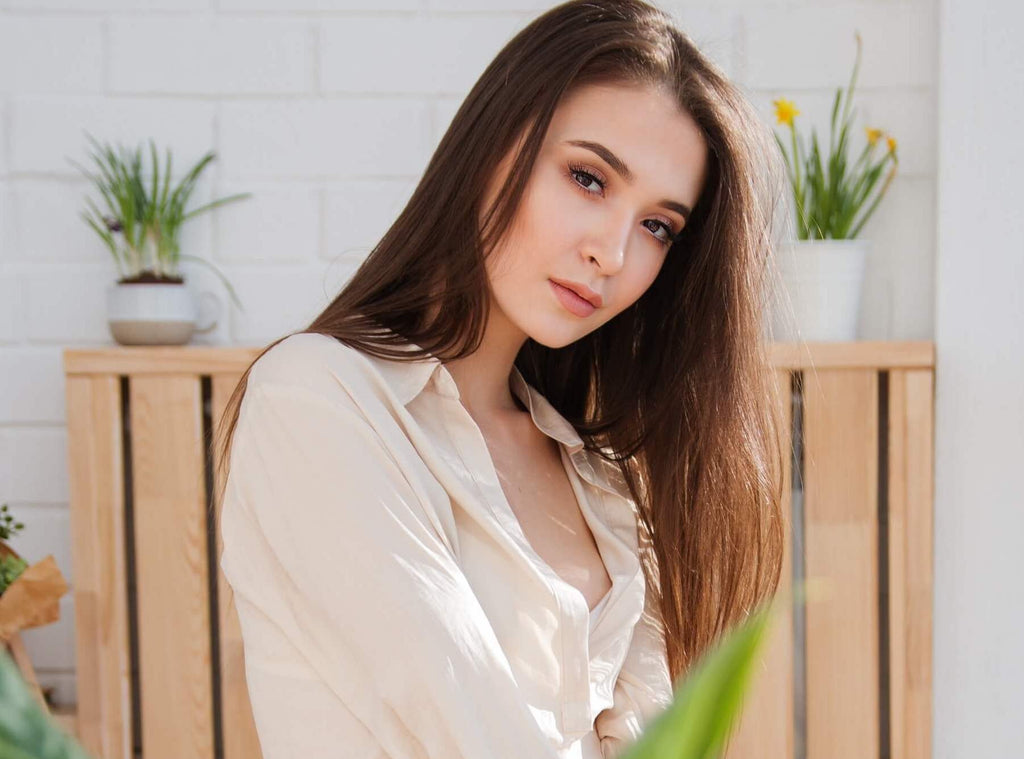 brunette woman hair down 