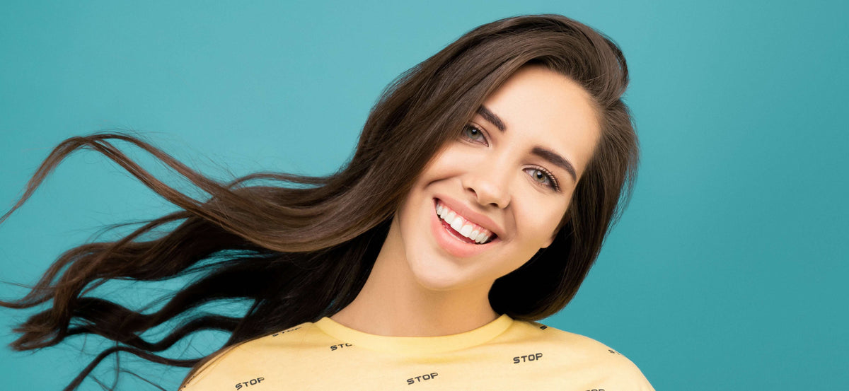 woman with long brunette hair