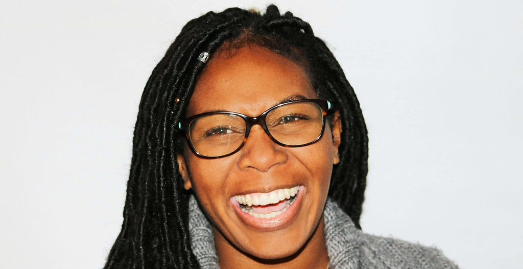smiling woman with glasses