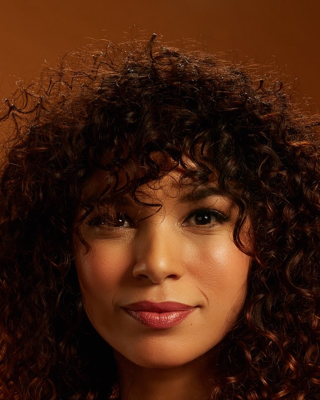After Daily Dose: curly hair, front view